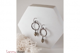 Oxidized silver and pyrite drop earings